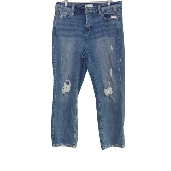 Lane Bryant Magic Waist High Rise Straight Distressed Crop Stretch Jean 16 Blue - Picture 9 of 15